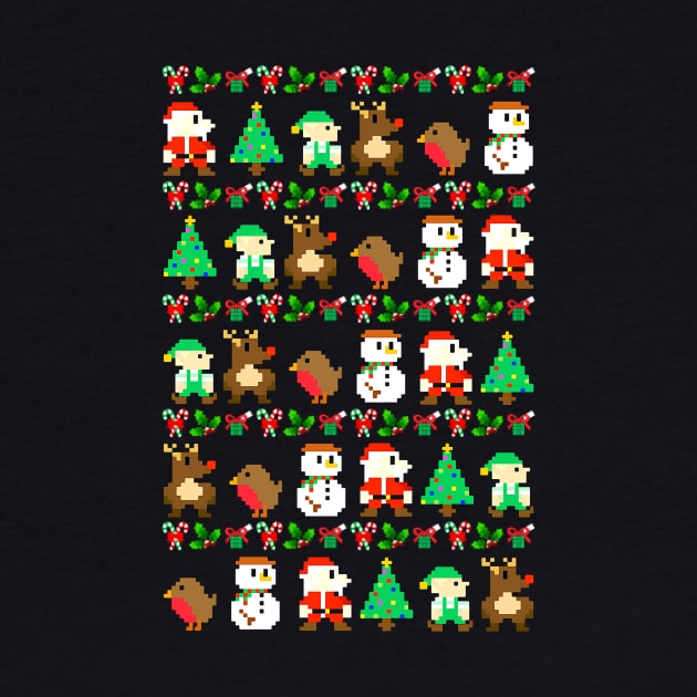 8-Bit Retro Video Game Ugly Christmas Sweater by SolarFlare
